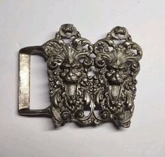 Vintage Synek Laughing Gargoyle Pewter Buckle Rare Gothic Satyrs 1970