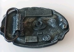 Rodeo America&rsquo;s #1 Sport Pewter Belt Buckle Pewter Blue & Green 3&Prime; x 2 1/2&Prime;