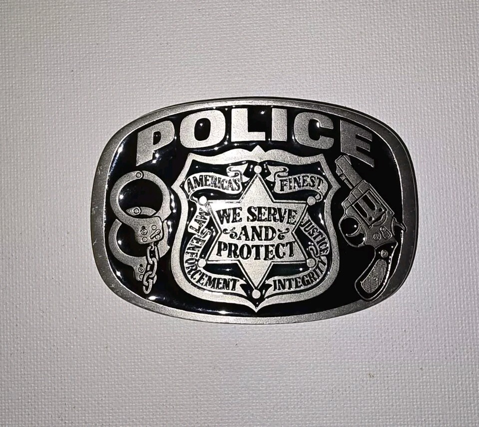Police Numbered Finest Law Enforcement We Serve and Protect Belt Buckle 1988