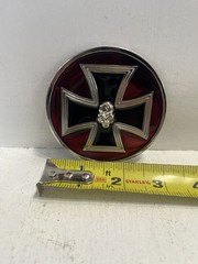 – Belt Buckle Maltese Cross With Alien Goth Creepy Horror