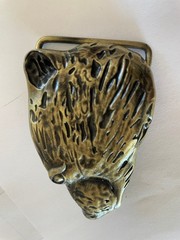 Vintage Brass Bear Head Belt Buckle 3D Grizzly Western Heavy Snap On Gift
