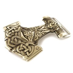 Thor&rsquo;s Hammer German silver belt buckle, Scandinavian Viking Mjolnir belt buckle