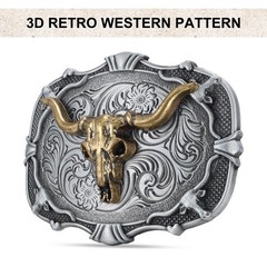 LALATCH Western Cowboy Belt Buckle for Men Vintage Medium, Bronze Bull