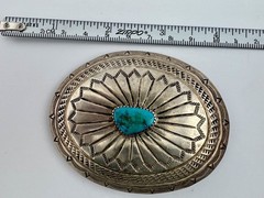 Vintage Navajo Sterling Silver Buckle Turquoise Signed J Blackgoat