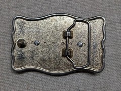 vintage STONE belt buckle FOSSIL cobochon HAND POLISHED coral WESTERN cowboy