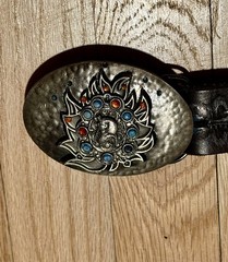 Western Leather 41” Belt w/ Tanside Buckle Egyptian Pharaoh Made In USA DD162
