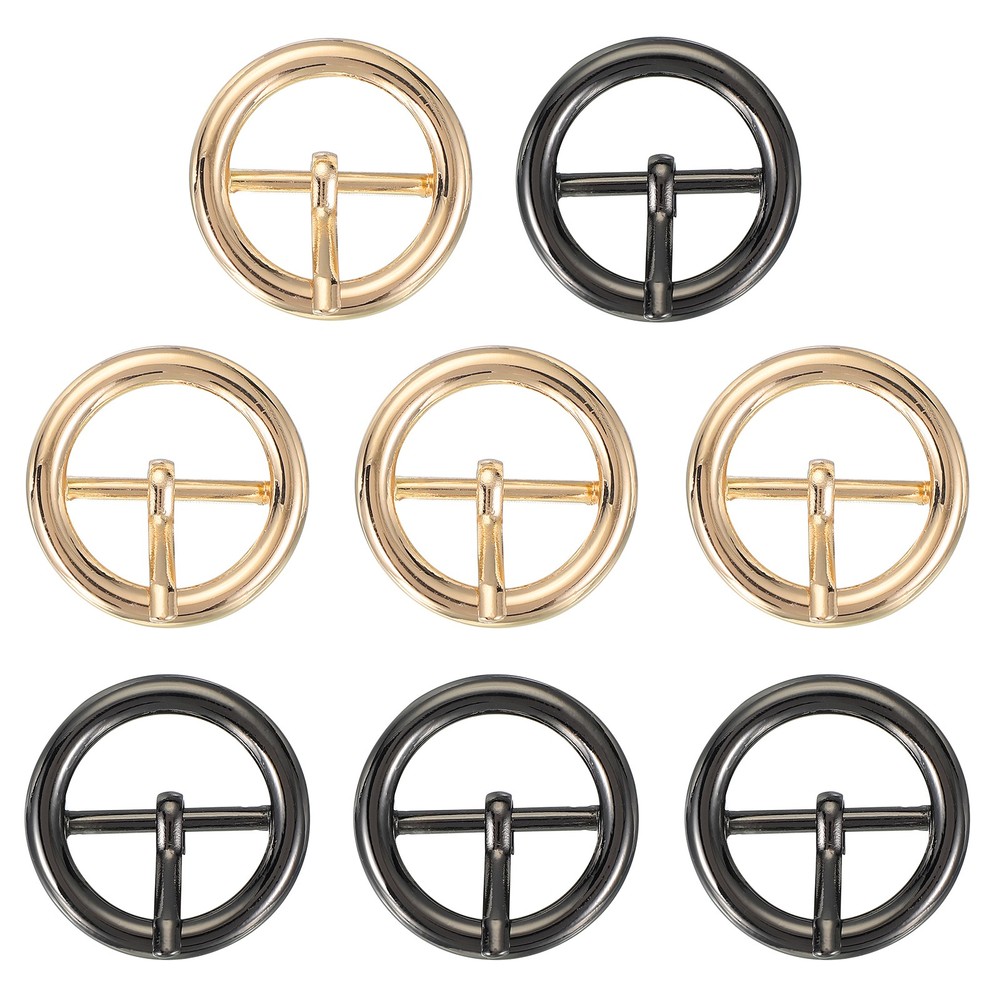 8Pcs 1&Prime; Single Prong Belt Buckle Metal Roller Buckle Light Gold/Black