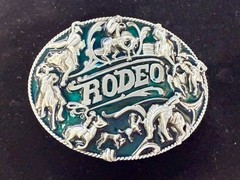 Cowboy Rodeo Calf Roping Bucking Bronco Rancher Enameled New Western Belt Buckle