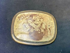 Beer Frame Bowling Novelty Cartoon Drawing Vintage Belt Buckle