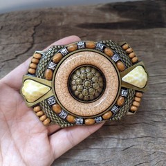 Boho Mens Belt Buckle Inlay Coral Flower Bohemian Style – Western Cowboy Buckle