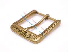 Retro Flower Carved Antique Brass Prong Pin Buckle Men Leather Belt Buckle 40mm