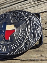 Vintage TL&B Brass Texas Sesquicentennial 1836-1986 Metal Belt Numbered 1508