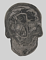Skull Belt Buckles Costume Skeleton Halloween Party Tribal Gunmetal Gray Vintage