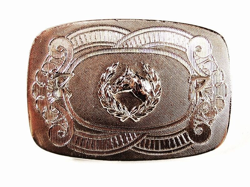Silvertone Horse Wreath Belt Buckle By HOOK-FAST REG. U.S. PAT. OFF. 42216