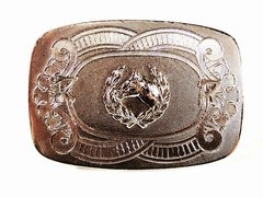 Silvertone Horse Wreath Belt Buckle By HOOK-FAST REG. U.S. PAT. OFF. 42216