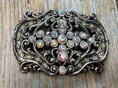 Victorian Style Multi-Color Rhinestone Jeweled See-Trough Ladies Belt Buckle