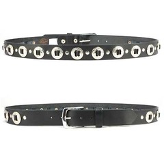Milwaukee Leather 7120 Mens Chrome Conchos Leather Belt w/Interchangeable Buckle