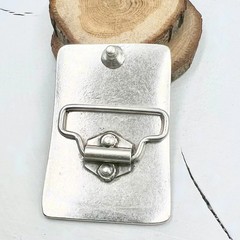 Handmade Metal Belt Buckle Rustic Texture Rectangular Unique Silverfa