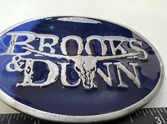 Brooks and Dunn Navy BLUE Enamel Belt Buckle Solid Metal Country Music Pewter