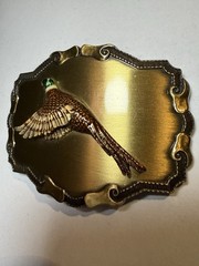 Gold Tone Western Pheasant Bird Belt Buckle Metal Antique Finish 1.75in Fit