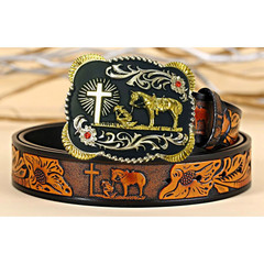 Praying Cowboy Horse Cross Faith Animal Rodeo Western Hebillas Vaqueras
