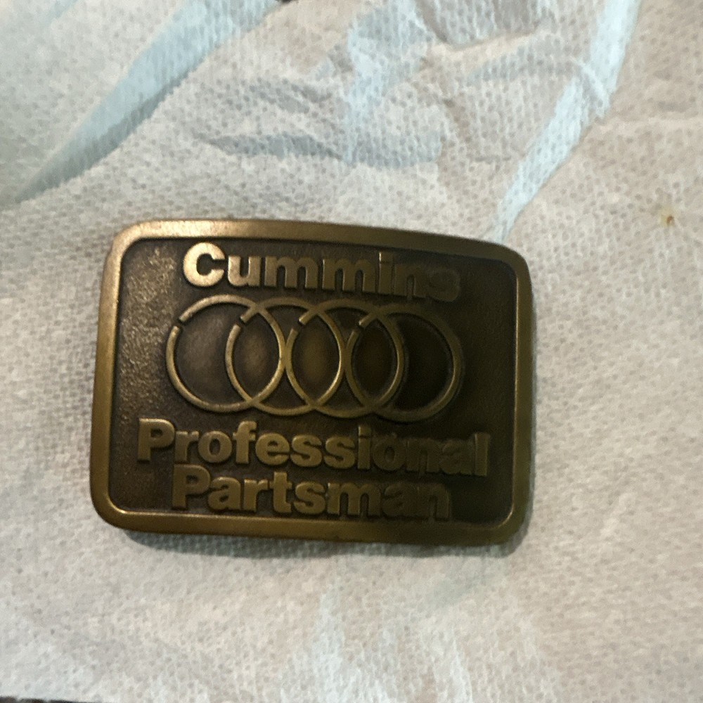 Cummins Logo Metal Clip Belt Buckle Black/Gold Antique Finish Fits 1.5 in
