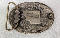 Artist Impr Metal & Porcelain Belt Buckle All The Pretty Horses by Julie Zsupnik