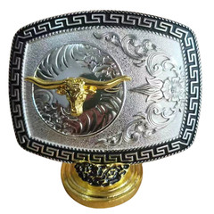Bull Head Western buckleSilver Black Gold Tone Fashion Cowboy Hebillas Vaqueras