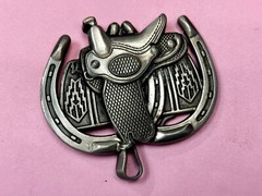 Horse Saddle Cutout Silver Tone Jockey Equestrian Western Cowboy&rsquo;s Belt Buckle
