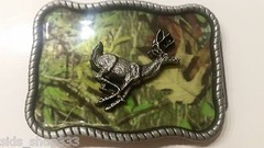 Raised Detail CAMO DEER RUNNING camouflage BELT BUCKLE metal western hunting USA