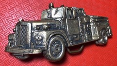Cast Brass 1978 BARON BELT BUCKLE 6057 Antique FIRETRUCK PUMPER TRUCK ENGINE