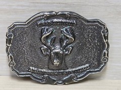 Vintage Wyoming Studios Belt Buckle Antique Silver Tone 3.5&Prime; Deer Stag Head