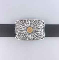 Vintage Silver Plated Rhinestones Blooming Daisy Bling Belt Buckle also US Stock