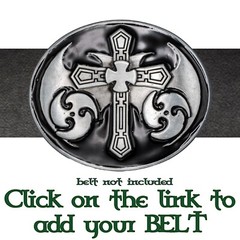 Cross Belt Buckle Biker Gothic Punk Christian Heraldic Pagan Bat Wings