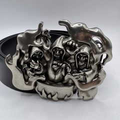 Spooky Woods Grim Reaper Flame Belt Black Silver Gothic Streetwear Sold Out