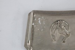 Vtg 90s Rockabilly Nickel Plated Horse Equestrian Horseshoe Belt Buckle Silver