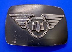 Thunderbird Shield Wings Crest Logo Enameled Belt Buckle Chrome Brand #6172