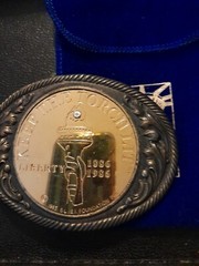 Belt Buckle Mens Keep The Torch Lit 1886 To 1986. Comes With Pouch