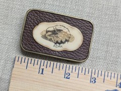 vintage EAGLE hand-etched ANTLER elk deer WESTERN belt buckle ALASKA adak inuit