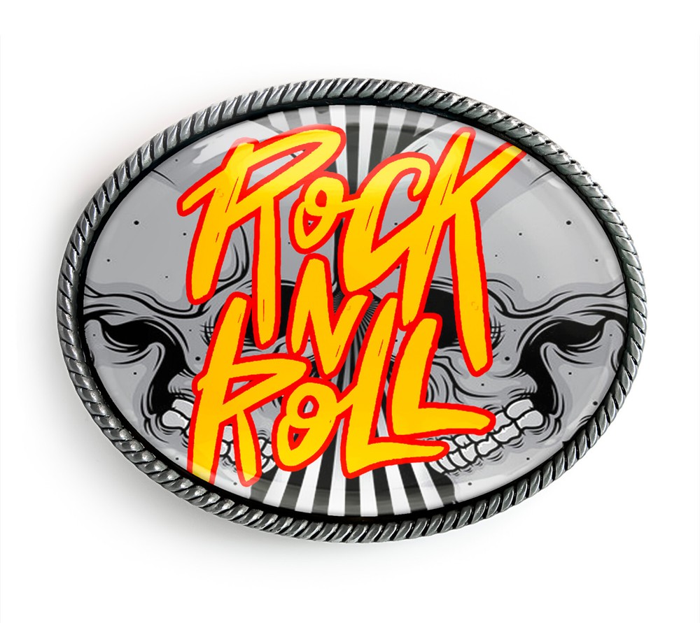 Heavy Metal Skulls Belt Buckle – Rock n Roll Pop Art Poster Belt Buckle – 424