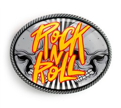 Heavy Metal Skulls Belt Buckle – Rock n Roll Pop Art Poster Belt Buckle – 424