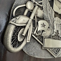Award Design Medals Vintage Solid Brass Biker Belt Buckle Eagle Motorcycle USA