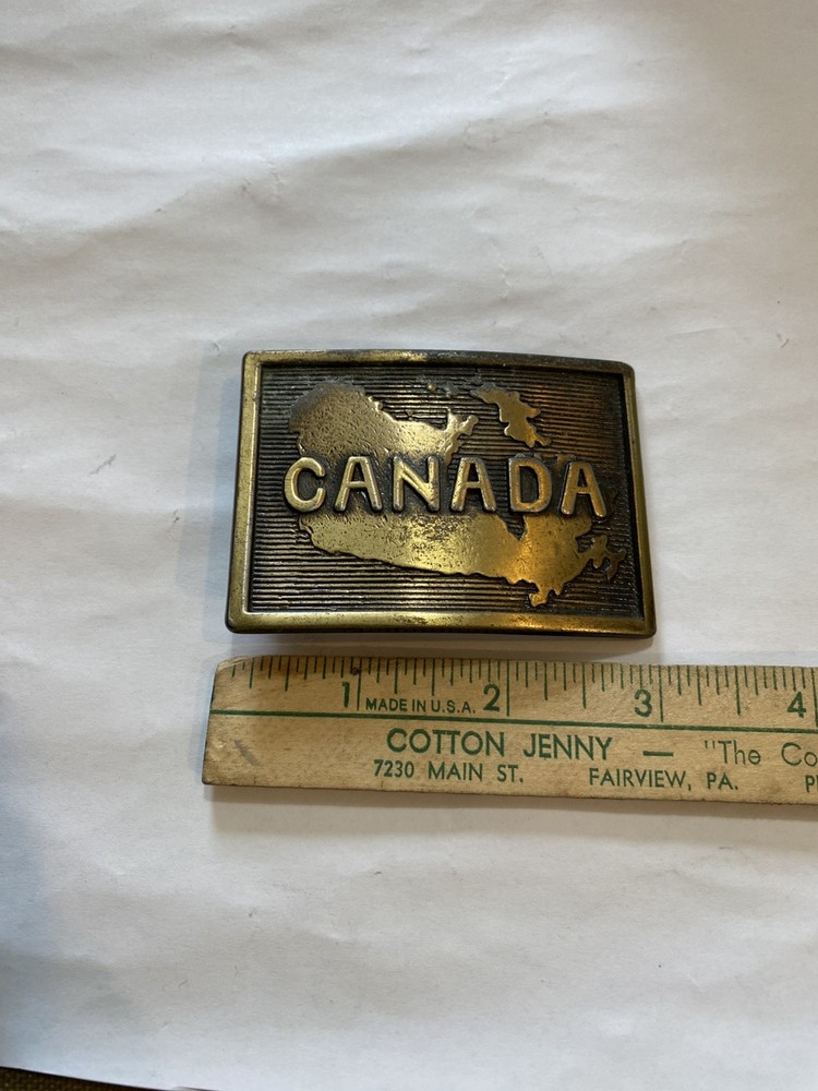 Brass “Canada” Belt Buckle 3”x2”