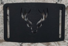 GRIP6 BELT BUCKLE – BUCK / STAG / DEER WITH RACK – NINJA BLACK – 1.5 INCH WIDE