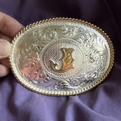 Montana Silversmiths Sterling Silver Plate Initial J Western Belt Buckle Oval
