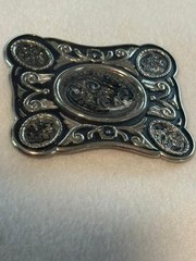 Silver Tone Floral Western Belt Buckle Vintage Style 3.25×2.5