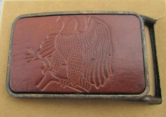 Vintage Leather insert belt buckle Eagle on a branch design