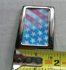 RED WHITE & BLUE STARS & STRIPES HOLOGRAPHIC AMERICAN FLAG PATRIOTIC BELT BUCKLE