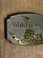 Used Colorful Metal Alloy “World War ll Remembered” Belt Buckle