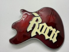 Electric Guitar Body ROCK & ROLL Red Enameled Musicians Guitarist Belt Buckle